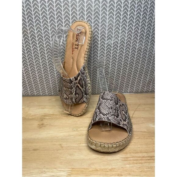 Born Snake Print Leather Slide Sandals - Picture 1 of 8